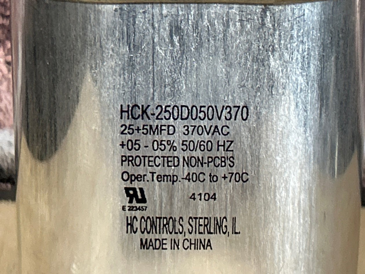 370 Vac, 25+5MFD 50/60 Hz, Oval Capacitor