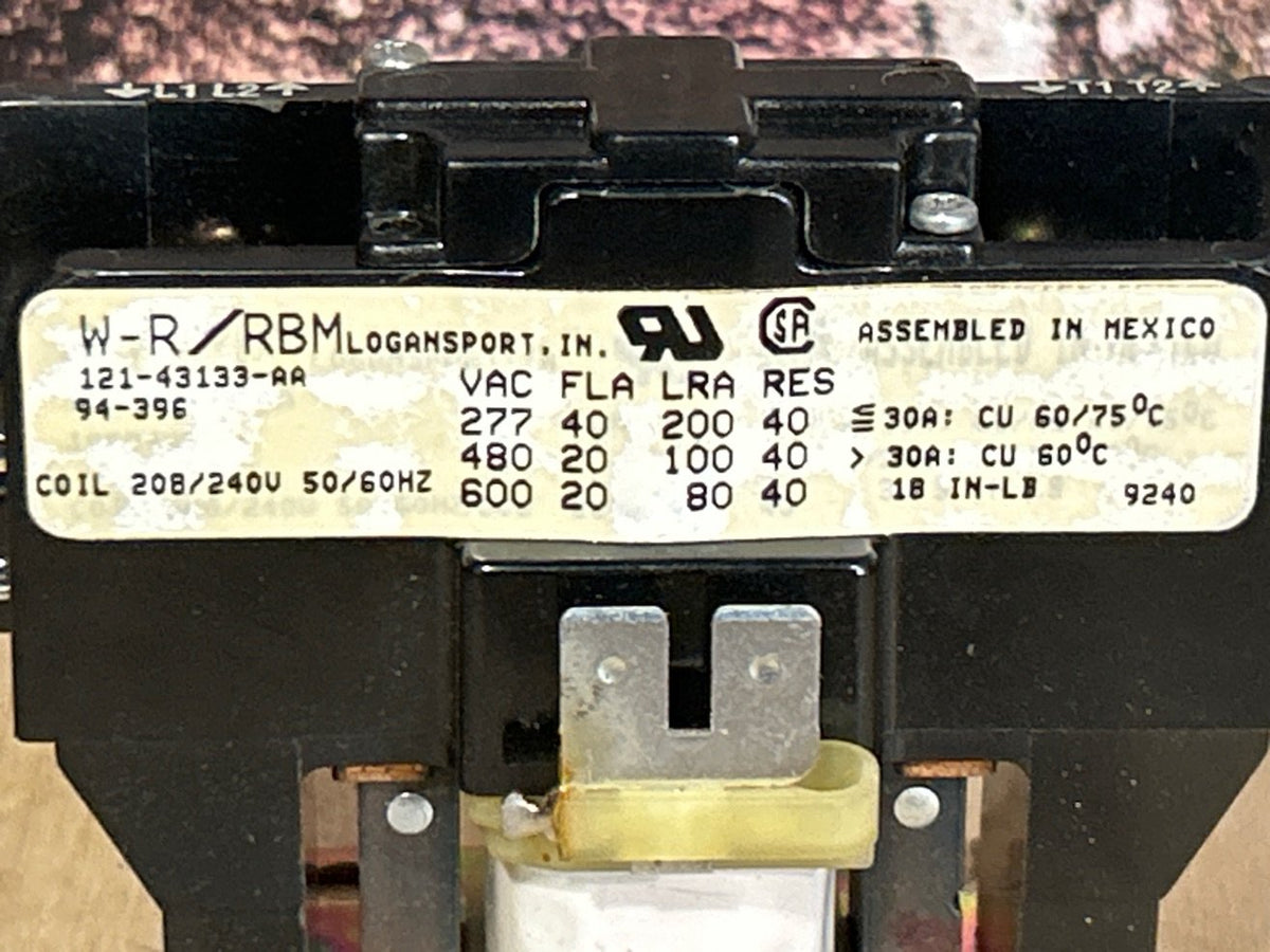 208/240 V, 50/60 Hz, 40 Amps 1 Pole Contactor