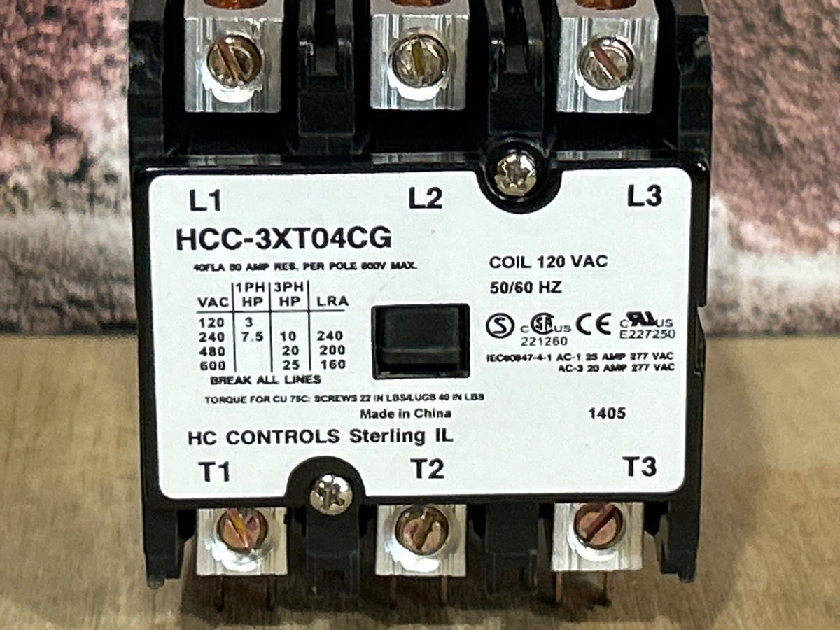 120 V, 50/60 Hz, 40 Amps 3 Pole Contactor