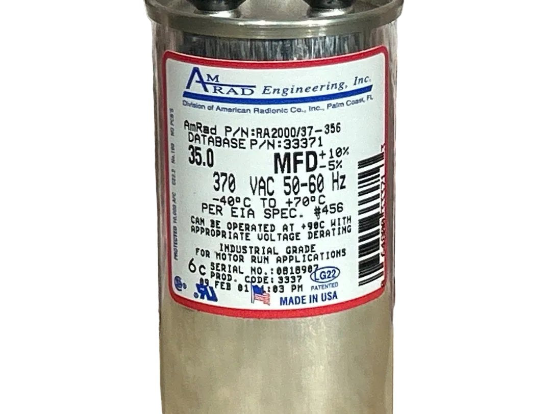 370 Vac, 35MFD 50/60 Hz, Round Capacitor