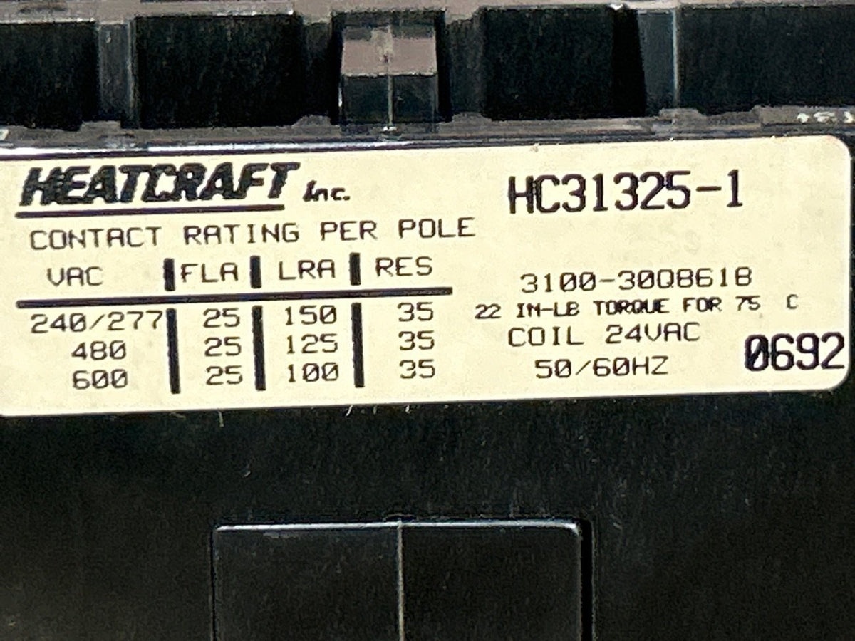 24 V, 50/60 Hz, 25 Amps 3 Pole Contactor