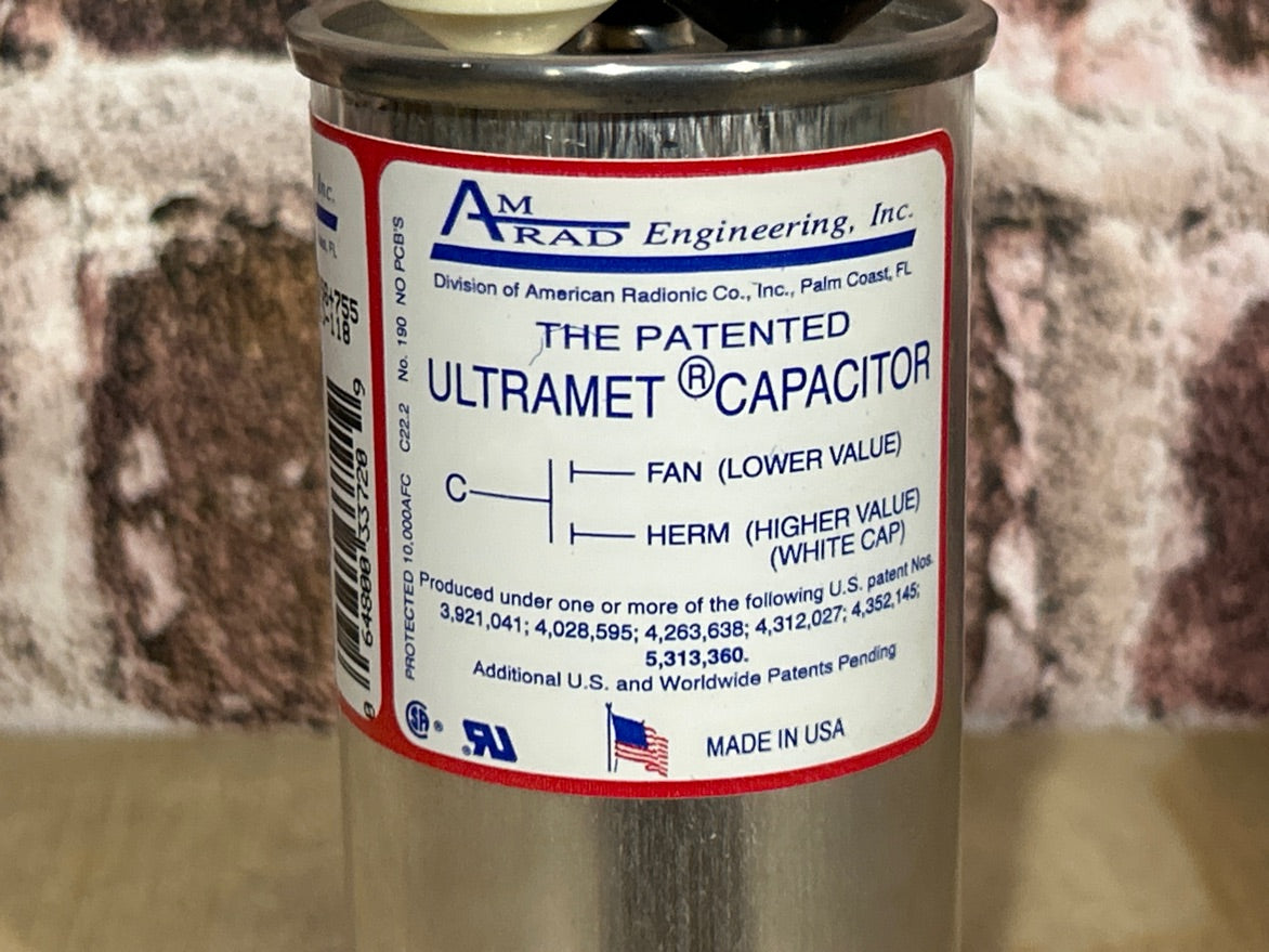 370 Vac, 35+7.5MFD 50/60 Hz, Round Capacitor