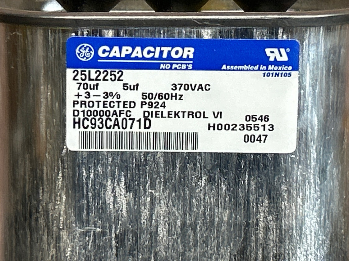 370 Vac, 70+5MFD 50/60 Hz, Oval Capacitor
