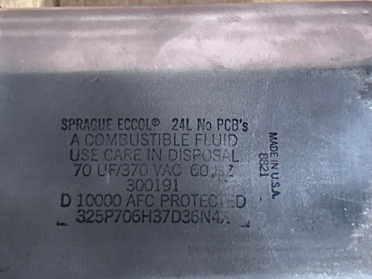 370 Vac, 70MFD 50/60 Hz, Oval Capacitor