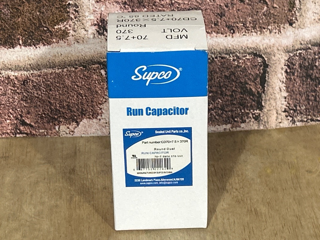 370 Vac, 70+7.5MFD 50/60 Hz, Round Capacitor