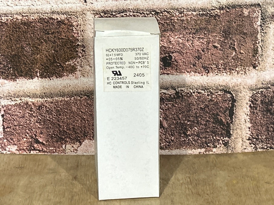 370 Vac, 60+7.5MFD 50/60 Hz, Round Capacitor