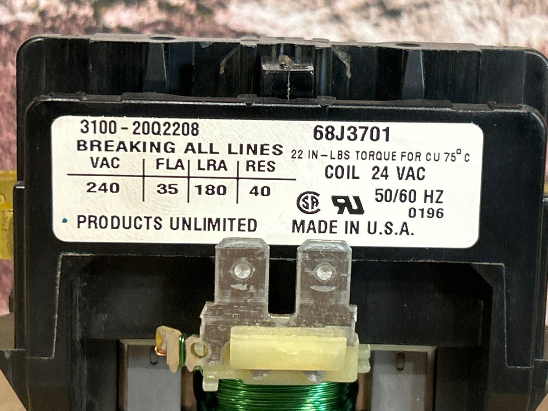 24 V, 50/60 Hz, 35 Amps 2 Pole Contactor