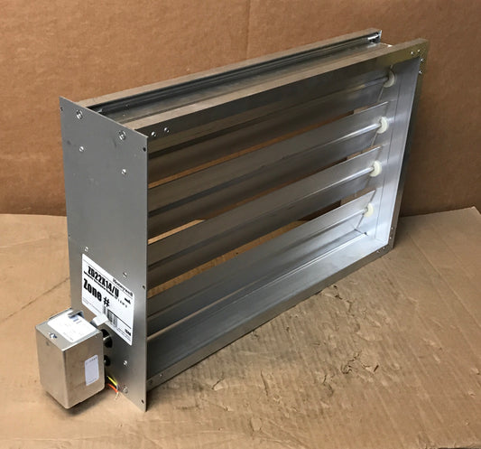 14" X 22" AUTOMATIC RECTANGLE ZONE CONTROLLED MOTORIZED DAMPER/W 24 VOLT SPRING-RETURN MOTOR 