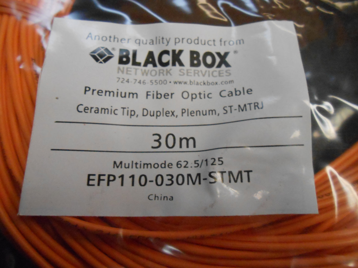 30M FIBER OPTIC CABLE, PLENUM, SC-MTRJ