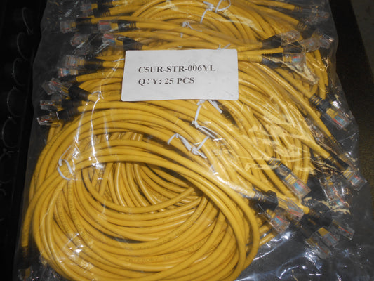 CAT5 KEY LOCKING PATCH CABLE, 6FT, YELLOW, 25 PER PACK