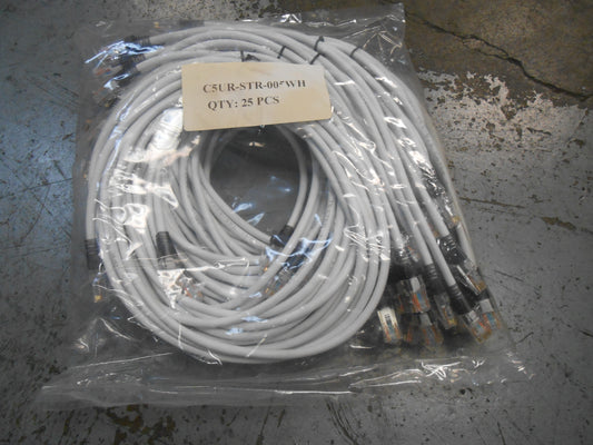 CAT5 KEY LOCKING PATCH CABLE, 5FT, WHITE, 25 PER PACK