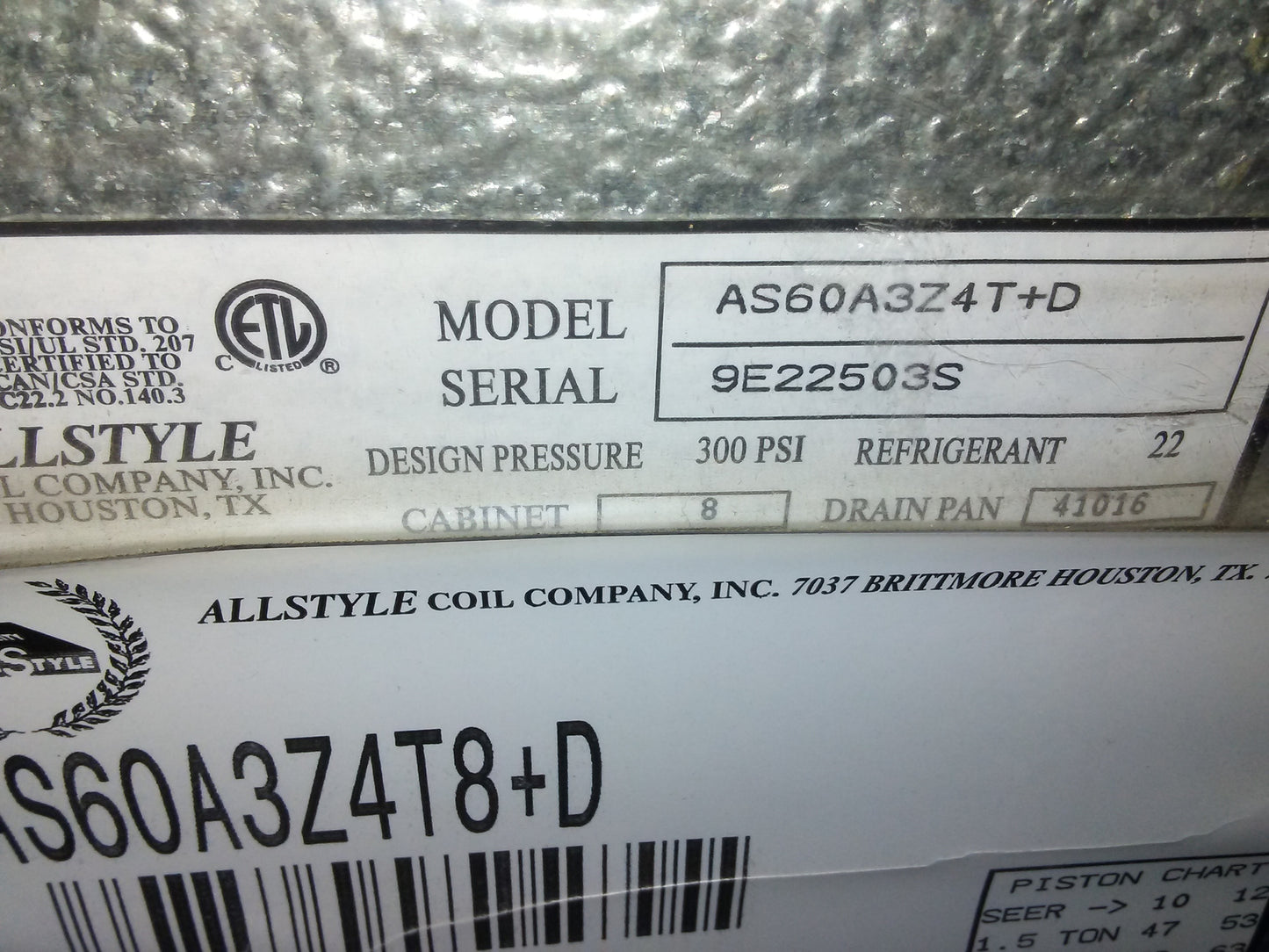 5 TON AC UPFLOW CASED "A" COIL R-22