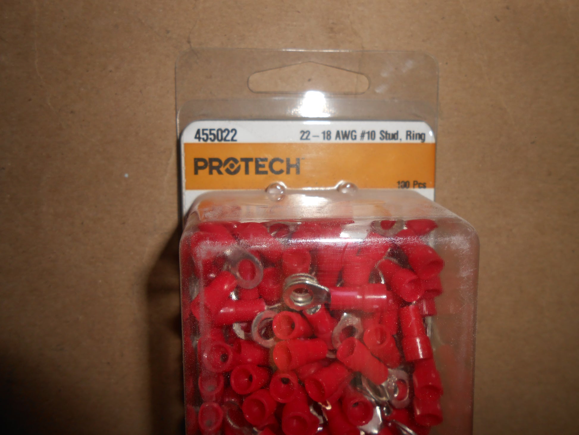 22 - 18 AWG #10 STUD TERMINAL RINGS - INSULATED - PACK OF 100