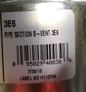 3" X 6" B-VENT DOUBLE WALL GAS VENT PIPE SECTION