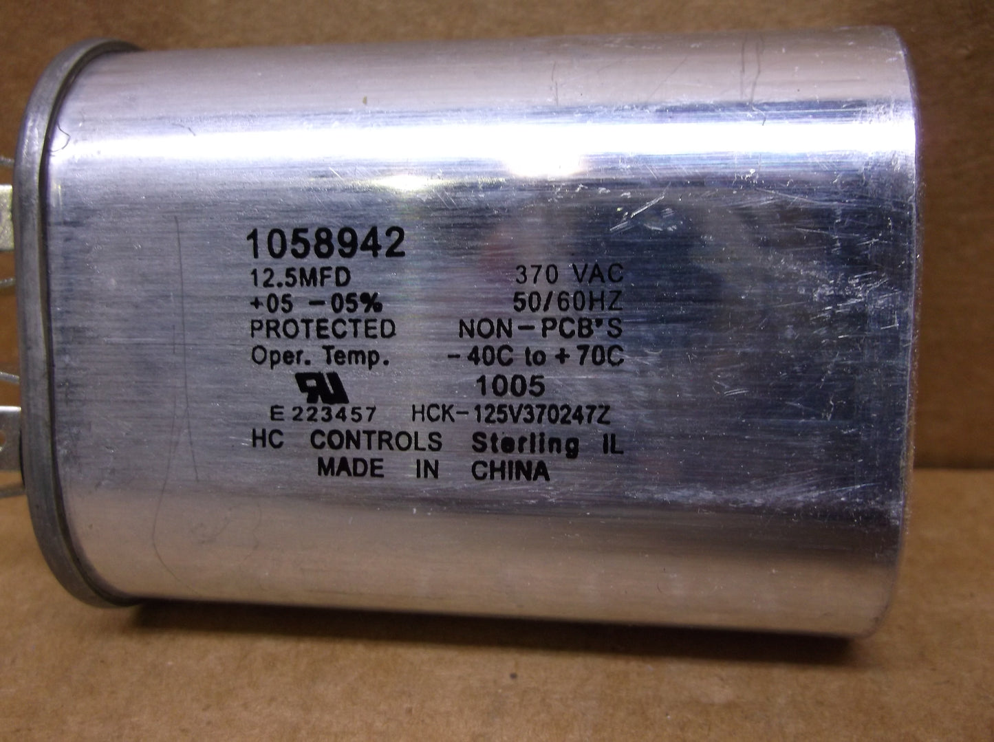12.5 MFD X 370 VAC OVAL RUN CAPACITOR