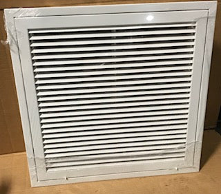 20" X 20" WHITE STEEL FIXED BAR HORIZONTAL FILTER GRILLE/W R4.2 MOLDED INSULATION