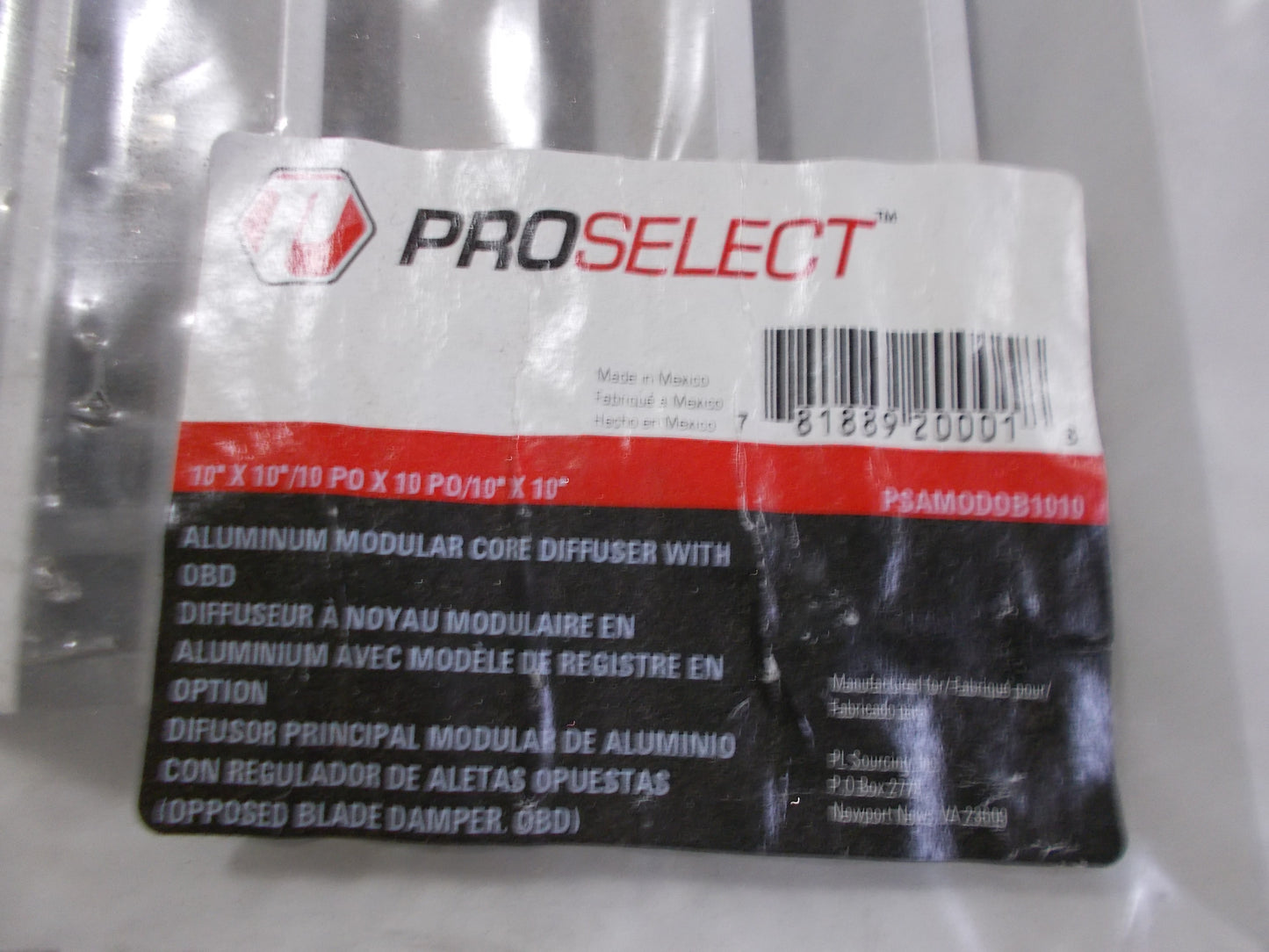 10" X 10" ALUMINUM/WHITE MODULAR CORE DIFFUSER 4 WAY W/OBD