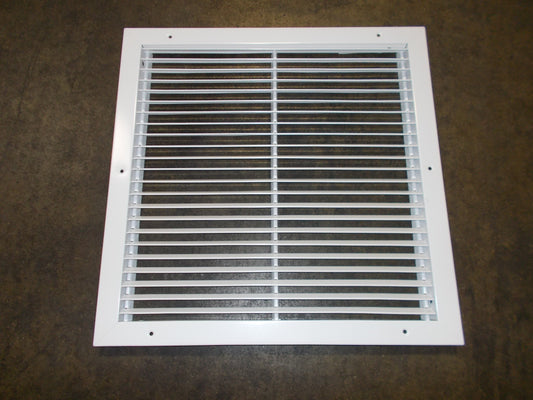 18" X 18" WHITE STEEL FIXED BAR HORIZONTAL GRILLE