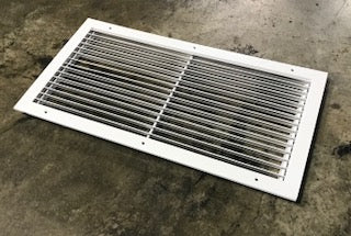 12" X 24" WHITE STEEL LAY-IN STATIONARY BAR HORIZONTAL RETURN GRILLE