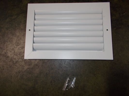 12" X 8" ALUMINUM/WHITE 1-WAY ADJUSTABLE CURVED BLADE DIFFUSER