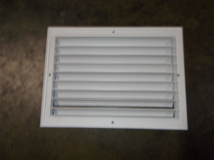 14" X 10" ALUMINUM/WHITE 1-WAY ADJUSTABLE CURVED BLADE DIFFUSER