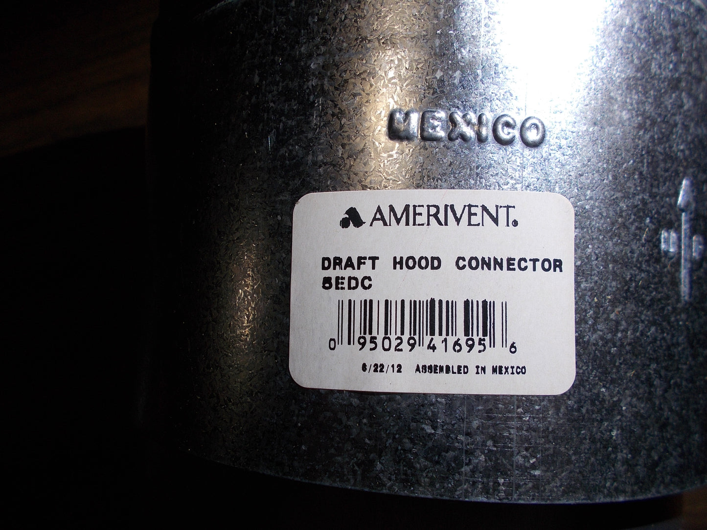 5" TYPE B GAS VENT DRAFT HOOD CONNECTOR