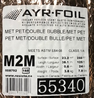 24" X 125' "AYR-FOIL" R-6 DOUBLE BUBBLE HI-PERFORMANCE REFLECTIVE INSULATION