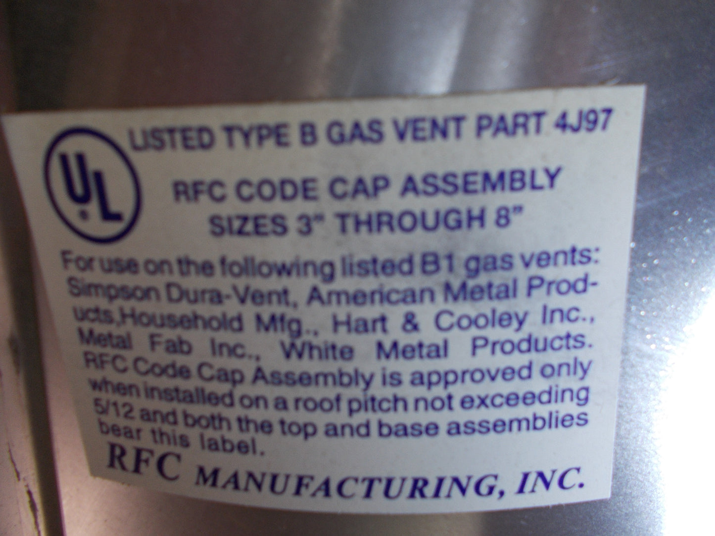 5" TYPE B GAS VENT BASE ROOF FLASHING