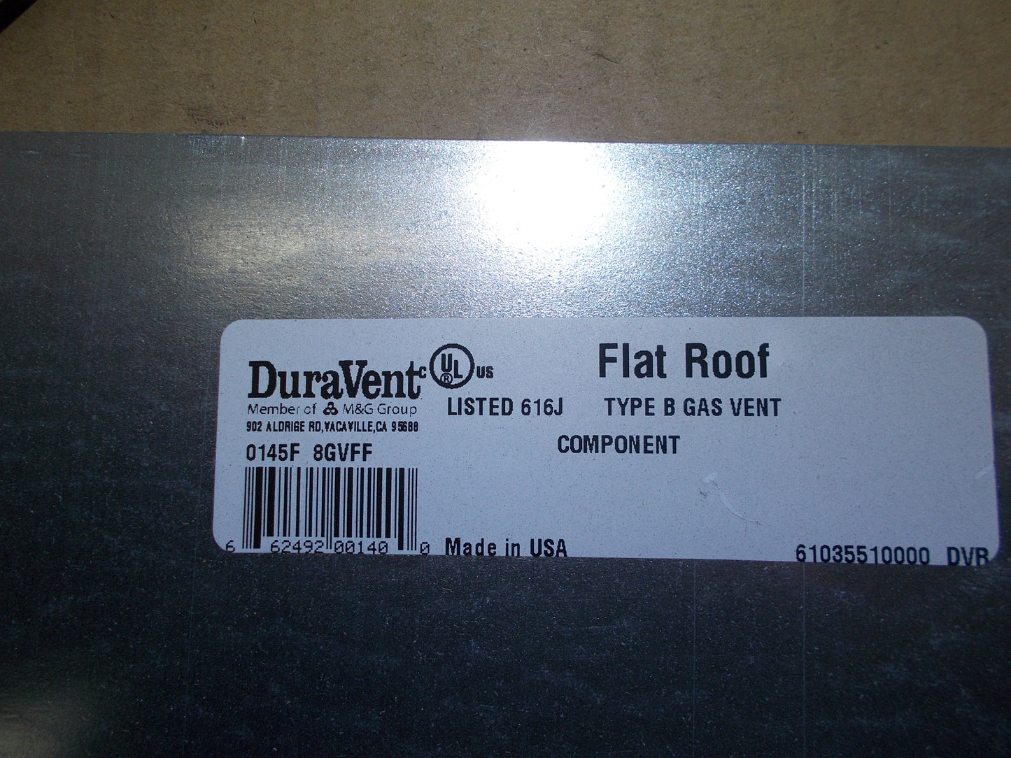 8" TYPE B GAS VENT TALL CONE FLAT ROOF FLASHING