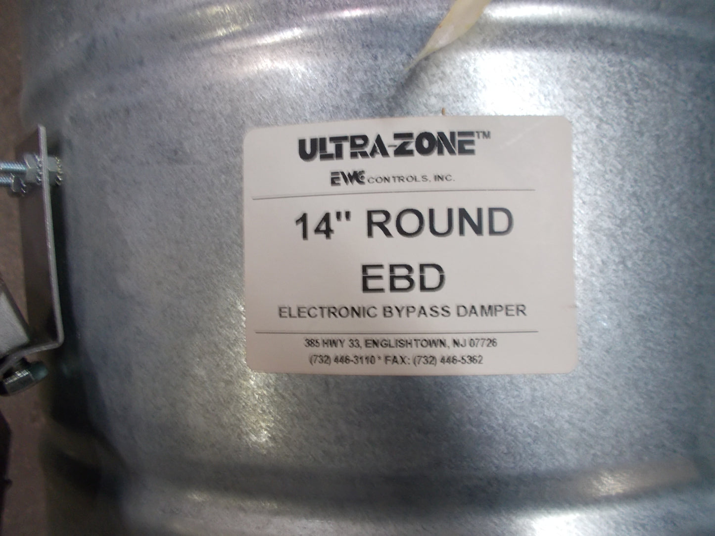 14" "ULTRA-ZONE" ROUND ADJUSTABLE ELECTRONIC STATIC PRESSURE REGULATING BAROMETRIC BYPASS DAMPER, 24/60-50/1 CFM 950-1400