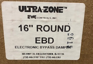 16" "ULTRA-ZONE" ROUND ADJUSTABLE ELECTRONIC STATIC PRESSURE REGULATING BAROMETRIC BYPASS DAMPER, 24/60-50/1 CFM 1250-1900