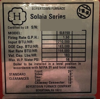 210,000 BTU "SOLAIA" SERIES CAST IRON OIL-FIRED HOT WATER BOILER/LESS BURNER, 86.4% 120/60/1