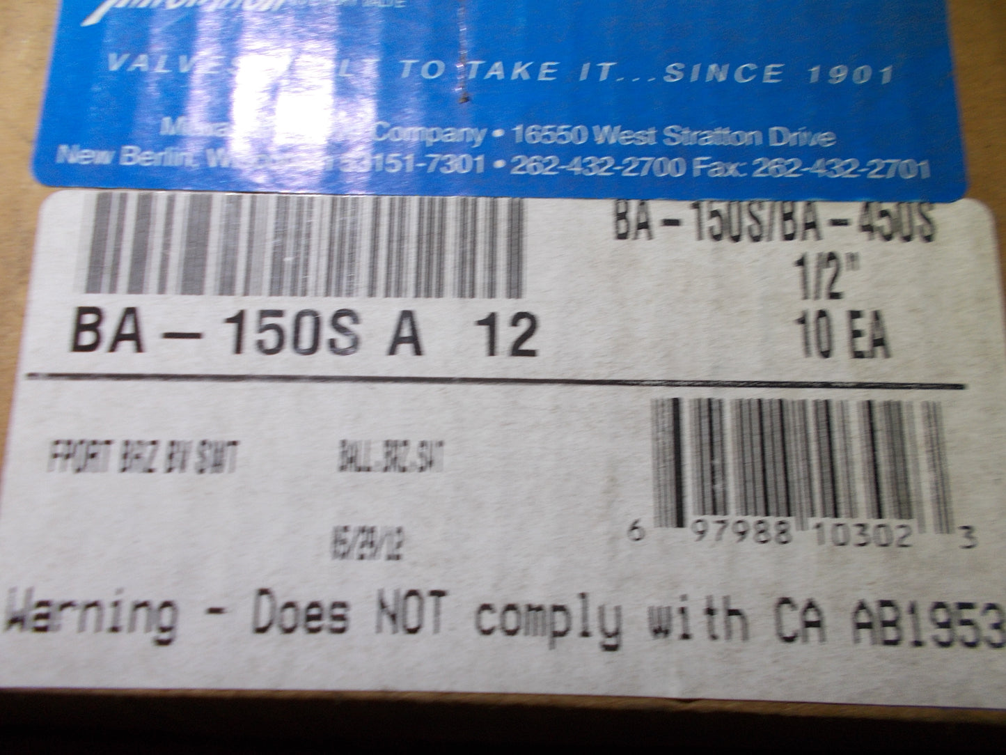1/2" SWEAT BRONZE/BRASS BALL VALVE W/SS TRIM