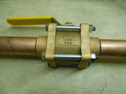 1-1/2" SWEAT BRONZE BALL VALVE W/EXTENDED TUBE ENDS