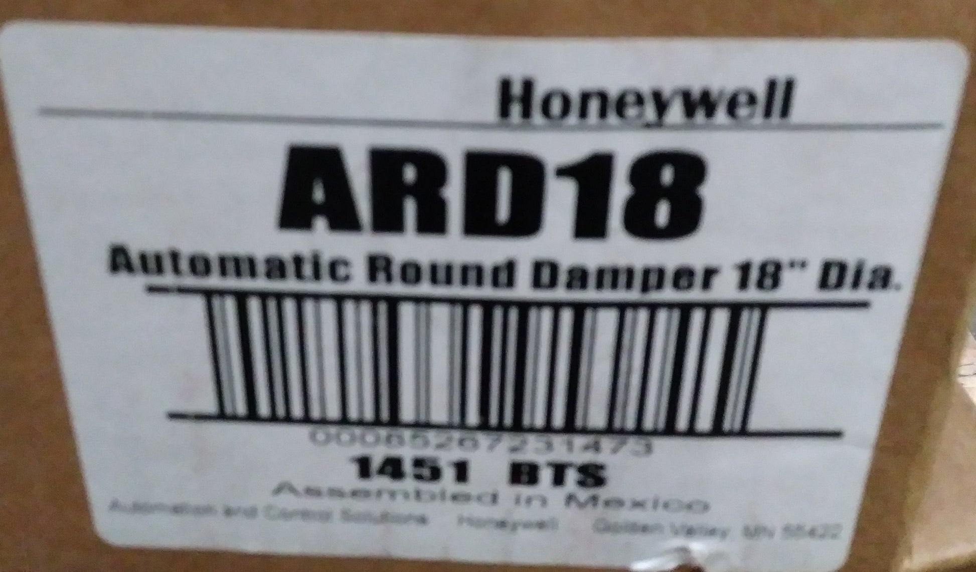 18" ROUND AUTOMATIC DAMPER, 24/60/1