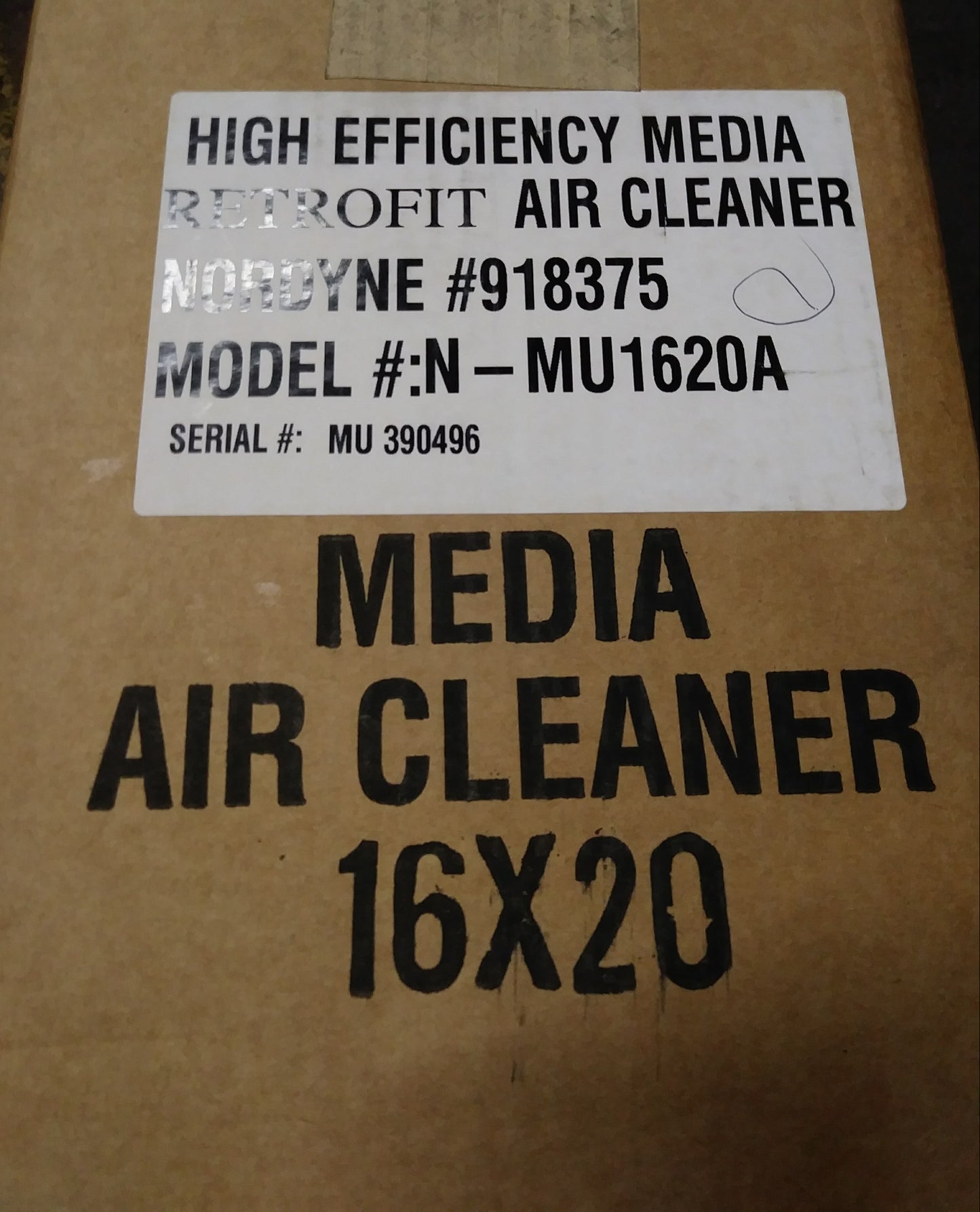 13-1/8" X 20-5/8" HIGH EFFICIENCY RETROFIT MEDIA AIR CLEANER FOR AIR HANDLER