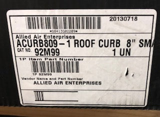 8" SMALL BASE ROOF CURB FOR "SH" SERIES PACKAGED HEAT PUMP
