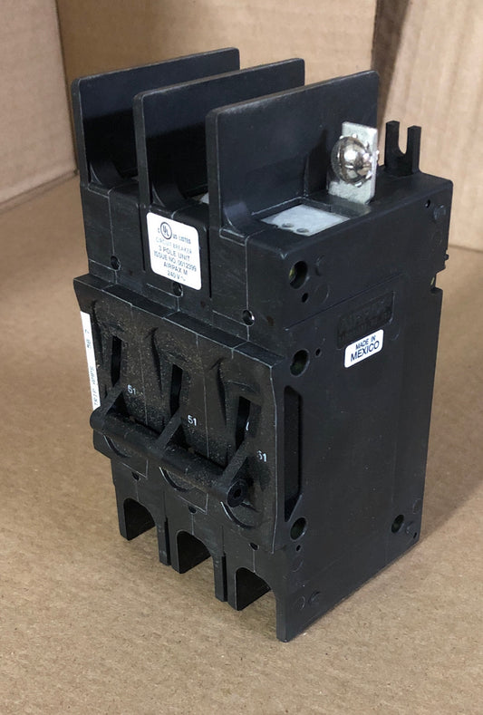 3 POLE 51 AMP "209 MULTI-POLE" SERIES HYDRAULIC MAGNETIC CIRCUIT BREAKER PROTECTOR/FOR MANUAL CONTROLLER APPLICATIONS, 240/60-50/1 OR 3