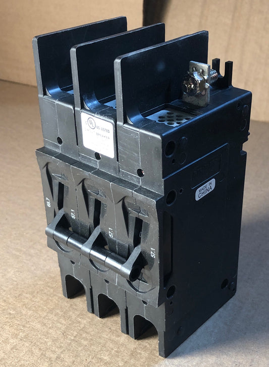3 POLE 57.1 AMP "209 MULTI-POLE" SERIES HYDRAULIC MAGNETIC CIRCUIT BREAKER PROTECTOR/FOR MANUAL CONTROLLER APPLICATIONS, 240/60-50/1 OR 3