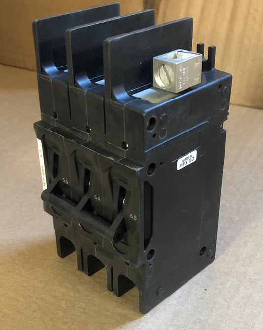 3 POLE 5.5 AMP "219 MULTI-POLE" SERIES HYDRAULIC MAGNETIC CIRCUIT BREAKER PROTECTOR/FOR MANUAL CONTROLLER APPLICATIONS, 480/60-50/1 OR 3