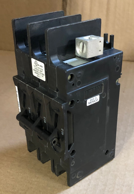 3 POLE 62.2 AMP "209 MULTI-POLE" SERIES HYDRAULIC MAGNETIC CIRCUIT BREAKER PROTECTOR/FOR MANUAL CONTROLLER APPLICATIONS, 240/60-50/1 OR 3