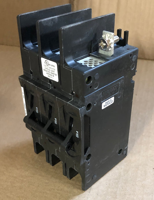 3 POLE 59.4 AMP "209 MULTI-POLE" SERIES HYDRAULIC MAGNETIC CIRCUIT BREAKER PROTECTOR/FOR MANUAL CONTROLLER APPLICATIONS, 240/60-50/1 OR 3