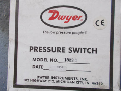 "1800" SERIES LOW DIFFERENTIAL PRESSURE SWITCH, 120-125-250-480VAC/60  0.3"-1.0" w.c.