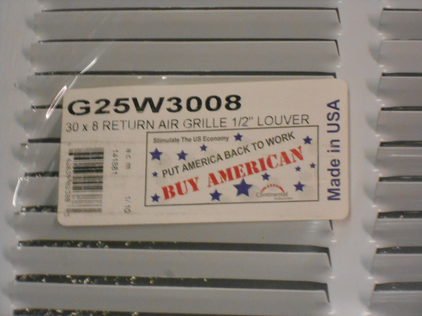 30" X 8" RETURN AIR GRILLE 1/2" LOUVER