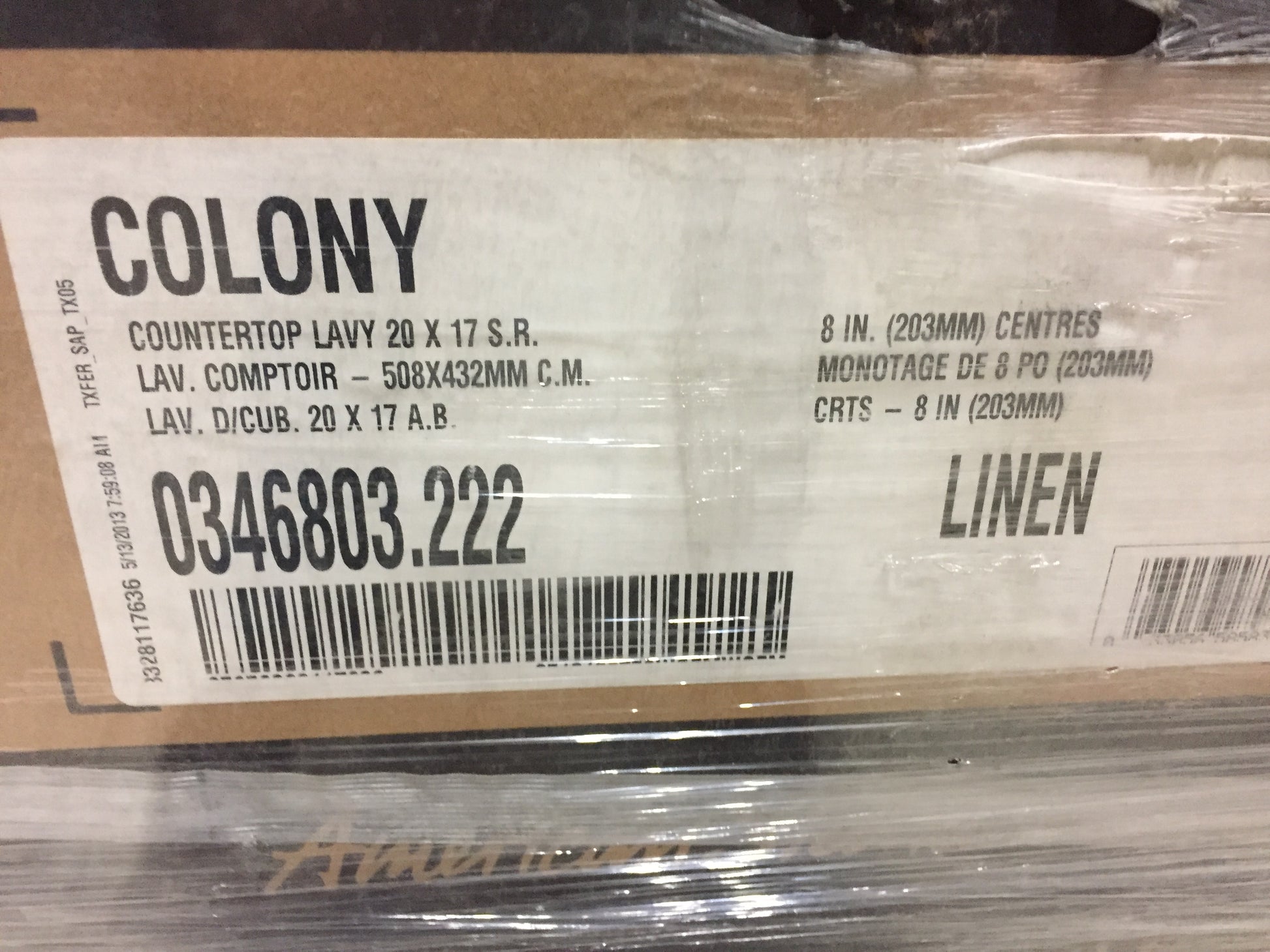 "COLONY" LINEN 8" CENTERSET VITREOUS CHINA COUNTERTOP LAVATORY