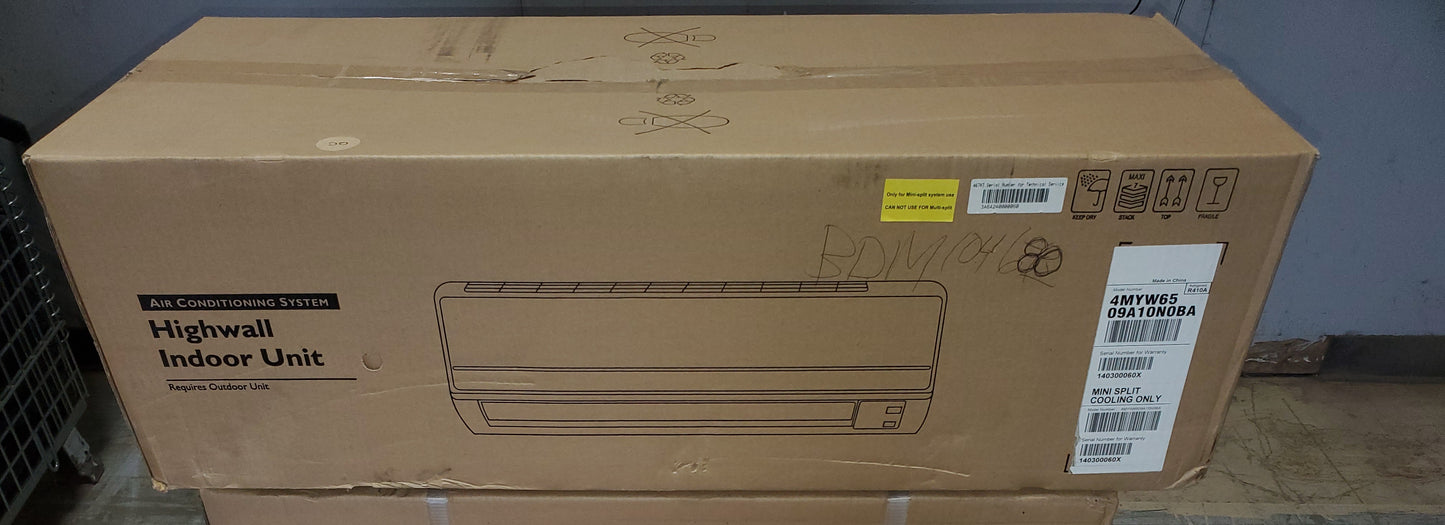 9,000 BTU INVERTER INDOOR HIGH WALL MINI-SPLIT AIR CONDITIONER AIR HANDLER, 16 SEER 208-230/60/1 R-410A
