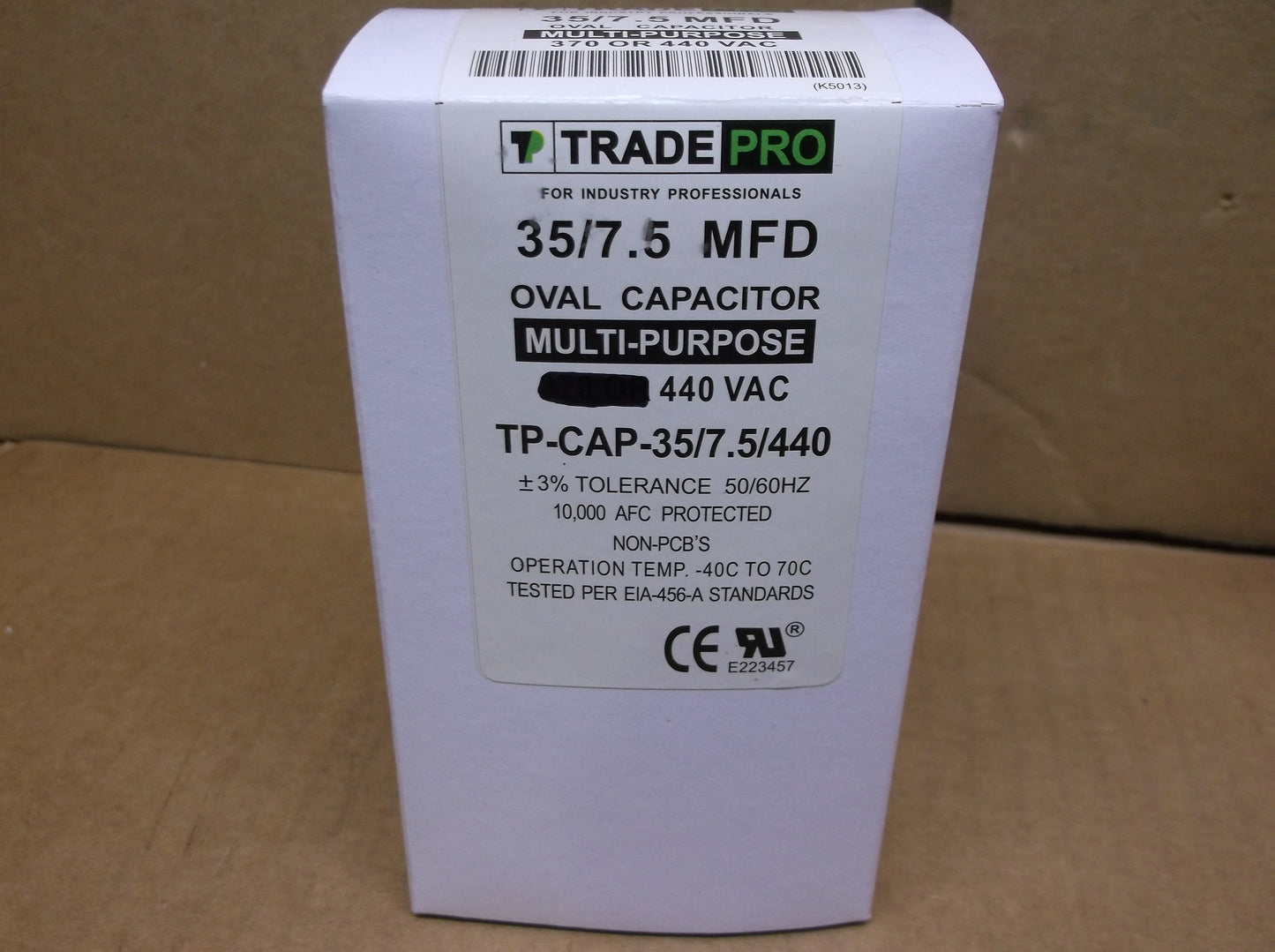 35+7.5 MFD X 440 VAC OVAL DUAL RUN CAPACITOR