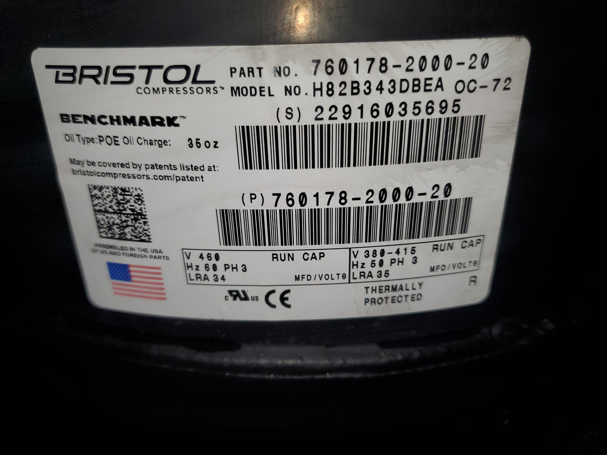 3-1/2 TON AC/HP HIGH TEMP RECIPROCATING COMPRESSOR, 380-415-460/50-60/3 R-410A