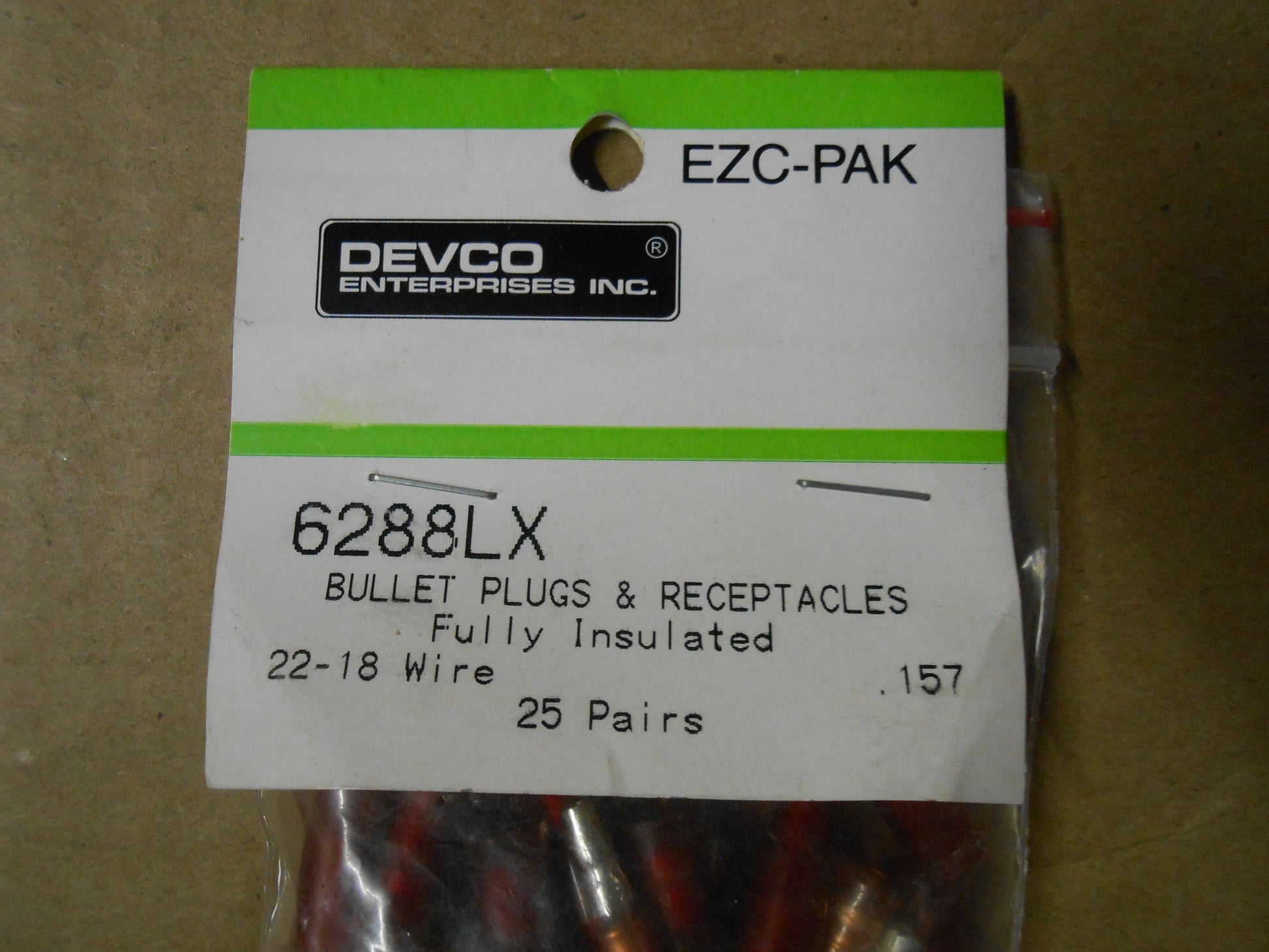BULLET PLUGS WITH RECEPTACLES,    SOLD AS 25 PAIR PER PACKAGE