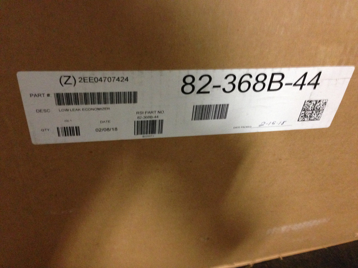 3 TON THRU 12.5 TON SINGLE PACKAGED UNIT DOWNFLOW OR HORIZONTAL END RETURN LOW LEAK ECONOMIZER ASSEMBLY